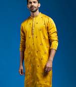  mustard silk blend kurta