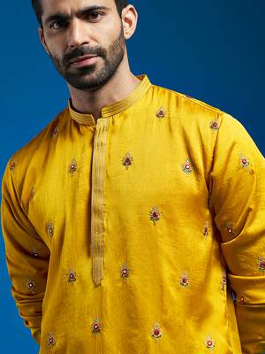  mustard silk blend kurta 2