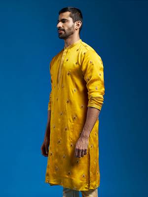  mustard silk blend kurta 3