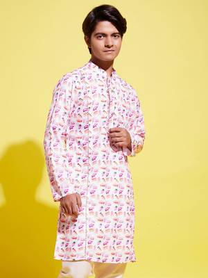 multicolor-base-white cotton blend kurta 2