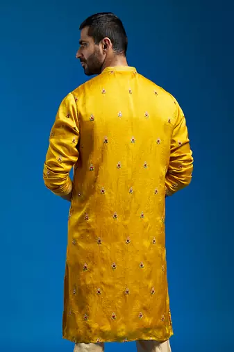  mustard silk blend kurta