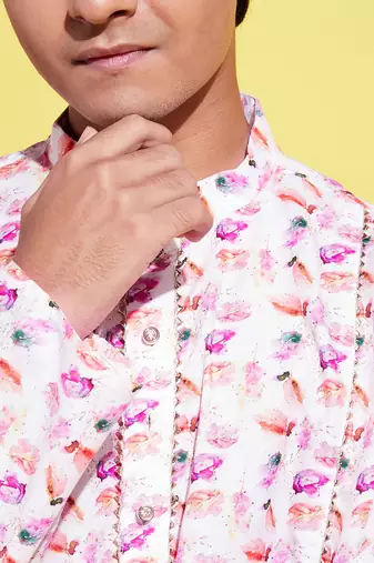multicolor-base-white cotton blend kurta