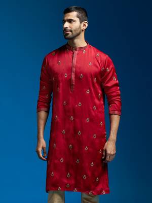 maroon silk blend kurta 1