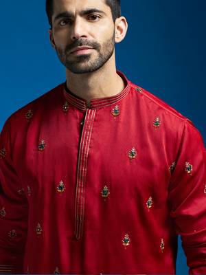  maroon silk blend kurta 2