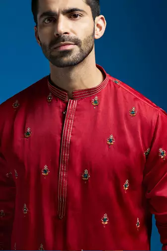  maroon silk blend kurta