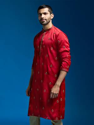  maroon silk blend kurta 3