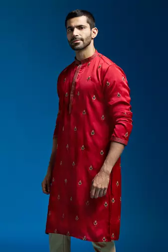  maroon silk blend kurta