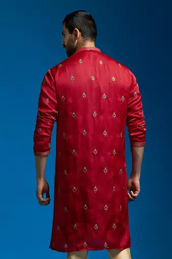  maroon silk blend kurta