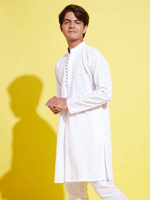 Vastramay yuva boys' white cotton kurta 2