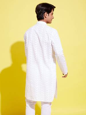 Vastramay yuva boys' white cotton kurta 3