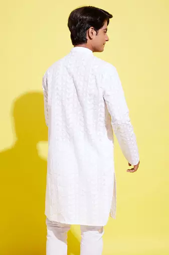 Vastramay yuva boys' white cotton kurta