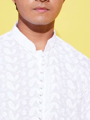 Vastramay yuva boys' white cotton kurta 4
