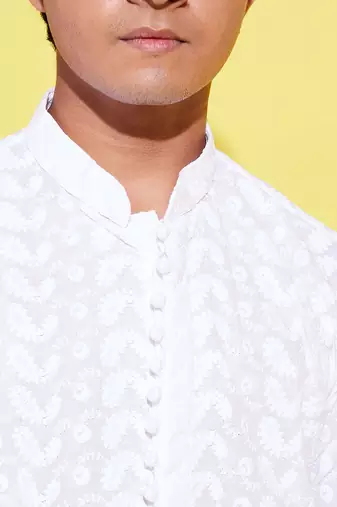 Vastramay yuva boys' white cotton kurta
