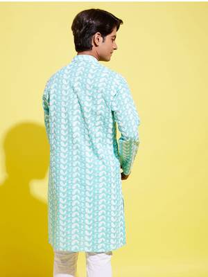 Vastramay yuva boys' green and white kurta pyjama set 3