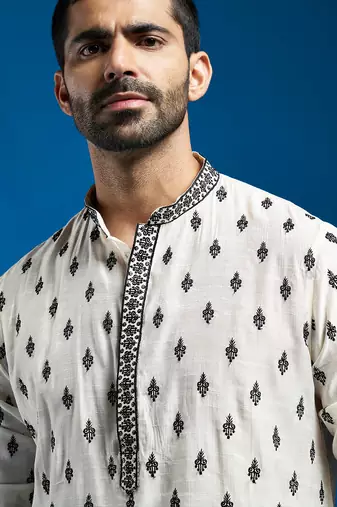  black silk blend kurta