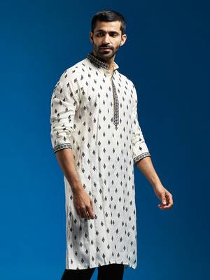  black silk blend kurta 3