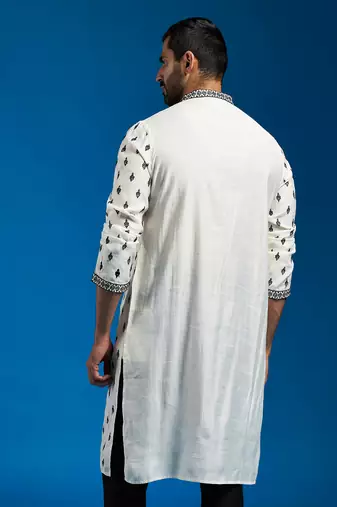  black silk blend kurta