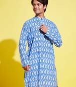 Vastramay yuva boys' aqua blue and white kurta