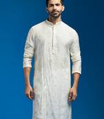  men's cream silk blend kurta