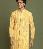Vastramay yuva boys' orange and white kurta