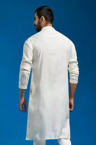  men's cream silk blend kurta