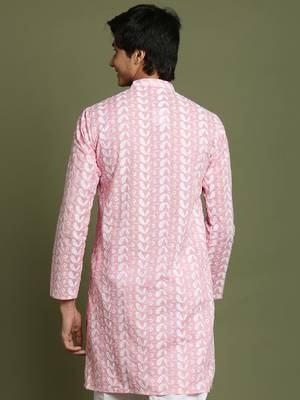 yuva boys' pink and white kurta 3