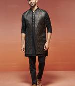  black viscose jacket,kurta and pyjama set.