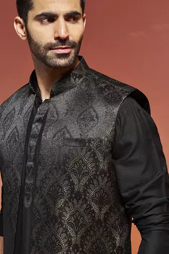  black viscose jacket,kurta and pyjama set.