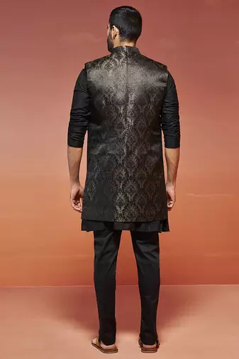  black viscose jacket,kurta and pyjama set.