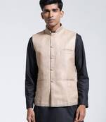  beige jute nehru jacket