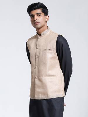 beige jute nehru jacket 2