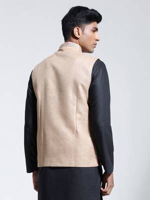  beige jute nehru jacket 3