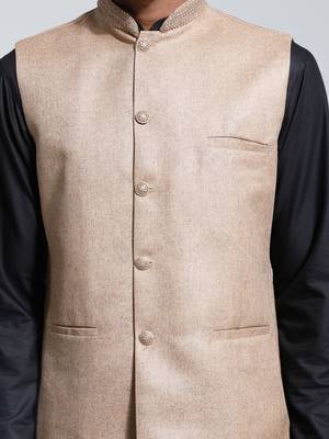  beige jute nehru jacket 4