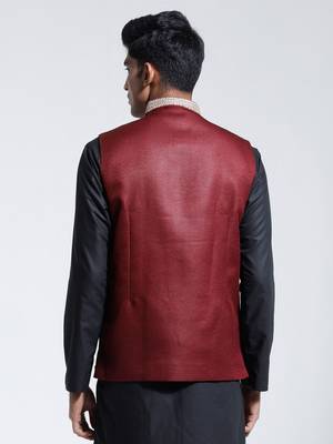  maroon jute nehru jacket 3