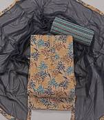 Cream cotton printed khatli work summer collection unstitched suit with nazneen dupatta