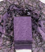 Purple crepe printed summer collection unstitched suit with chiffon dupatta