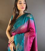 Women soft silk  Woven jari designer pink color saree