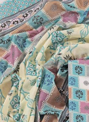 Multi cotton printed summer collection unstitched suit with cotton dupatta 3