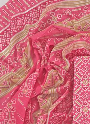 Magenta cotton printed summer collection unstitched suit with cotton dupatta 3