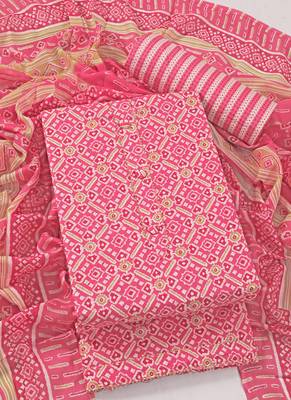 Magenta cotton printed summer collection unstitched suit with cotton dupatta 4