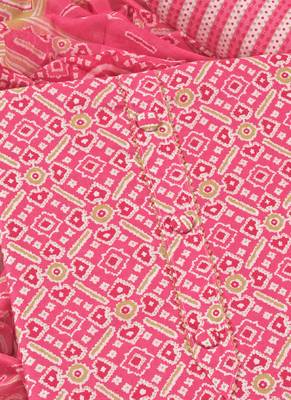 Magenta cotton printed summer collection unstitched suit with cotton dupatta 5