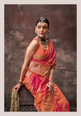 Women rangkat silk handloom weaving designer red color saree 2