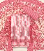 Pink cotton printed summer collection unstitched suit with cotton dupatta