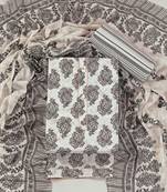 White cotton printed summer collection unstitched suit with cotton dupatta