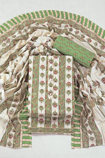 Multi cotton printed summer collection unstitched suit with cotton dupatta