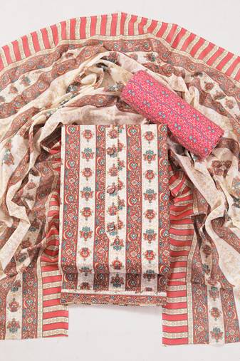 Multi cotton printed summer collection unstitched suit with cotton dupatta