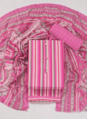 Multi cotton printed summer collection unstitched suit with cotton dupatta 1
