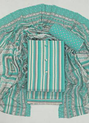 Multi cotton printed summer collection unstitched suit with cotton dupatta 1