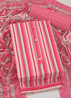 Multi cotton printed summer collection unstitched suit with cotton dupatta 4