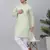 Men green linen solid kurta with pyjamas